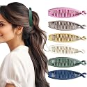 BIRDWARE Big-Size banana clips Multi Color Imported Rubber Acrylic Material Stone Banana Hair Clips For Women (Multi Colour) | Hair Clutchers | banana clips (Pack of 6) 27