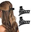 BIRDWARE Hair Clips Big-Size Black &amp; Multi Color Imported Rubber Acrylic Material Stone Butterfly Hair Clips For Women (Pack of 2 Pc) | Hair Clutchers