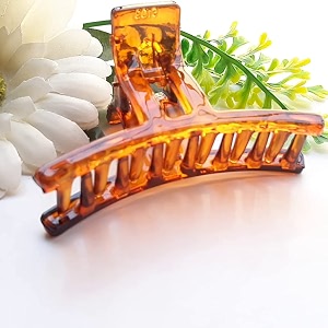 birdware big size hair clips clutcher for women claws for girls imported rubber acrylic material stone butterfly  hair clutchers  hair claw pack of 1 big orangeshell-1