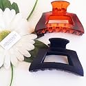 BIRDWARE big size hair clips for women claws for girls Imported Rubber Acrylic Material Stone Butterfly hair clip for women | hair clutchers (Pack of 2) (Black, Shell - Rec. Shape)