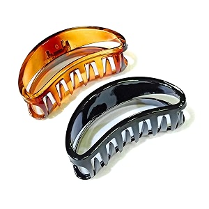 birdware big size hair clips for women multi color imported acrylic material stone butterfly  hair clutchers black shell - d-shape 2piece
