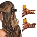 BIRDWARE Hair Clips Big-Size Black &amp; Multi Color Imported Rubber Acrylic Material Stone Butterfly Hair Clips For Women (Pack of 2 Pc) | Hair Clutchers