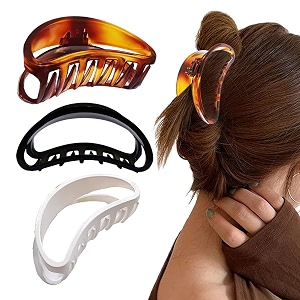 birdware hair clutcher stylish trendy imported claw clip butterfly design acrylic material hair clips hair accessory for women and girls transparent 3 pc black shell amp white