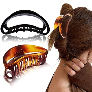 birdware hair clutcher stylish trendy imported claw clip butterfly design acrylic material hair clip hair accessory for women and girls transparent korean hair clutcher 2 pc d-shape brownblack