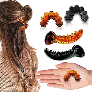 birdware medium size hair clutcher claw clip stone butterfly clips hair clips for women amp girls pack of 4 black shell color acrylic material  hair clutcher