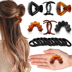birdware hair clips big-size black amp multi color imported rubber acrylic material stone butterfly hair clips for women pack of 2 pc  hair clutchers