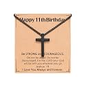 Birthday Gift Cross Necklace for Boy 8–30 Year Old with Joshua Card