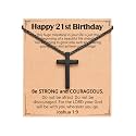 Birthday Gift Cross Necklace for Boy 8–30 Year Old with Joshua Card