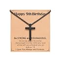 Birthday Gift Cross Necklace for Boy 8–30 Year Old with Joshua Card