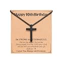 Birthday Gift Cross Necklace for Boy 8–30 Year Old with Joshua Card