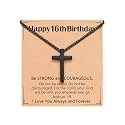 Birthday Gift Cross Necklace for Boy 8–30 Year Old with Joshua Card