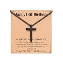 Birthday Gift Cross Necklace for Boy 8–30 Year Old with Joshua Card