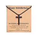 Birthday Gift Cross Necklace for Boy 8–30 Year Old with Joshua Card