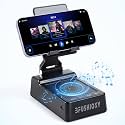 Birthday Gifts for Men Women, 4 in 1 Phone Stand with Bluetooth Speaker, HD Stereo Sound Anti-Slip Holder, Hands-Free Calling AUX Mode 1 Pack (Black)