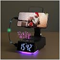 Birthday Gifts for Women Men, 7 in 1 Multi-Function Phone Stand with Bluetooth Speaker, Portable Charger Alarm Clock LED Light USB Playback Hands-Free Calling (Black)