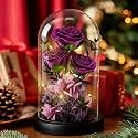 Birthday Gifts for Women Mom Fresh Flowers for Delivery Prime Forever Preserved Rose in Glass Dome Gifts for Her Girlfriend Grandma Daughter Wife Valentines Mothers Day Christmas Anniversary-Purple