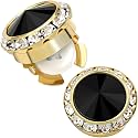 Birthstone Button Cover Cufflinks for Men,Shiny 18K Gold Tone Dress Shirt and Tux Shirt Accessories,Birthday Christmas Wedding Gifts