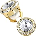 Birthstone Button Cover Cufflinks for Men,Shiny 18K Gold Tone Dress Shirt and Tux Shirt Accessories,Birthday Christmas Wedding Gifts