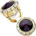 Birthstone Button Cover Cufflinks for Men,Shiny 18K Gold Tone Dress Shirt and Tux Shirt Accessories,Birthday Christmas Wedding Gifts