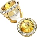 Birthstone Button Cover Cufflinks for Men,Shiny 18K Gold Tone Dress Shirt and Tux Shirt Accessories,Birthday Christmas Wedding Gifts