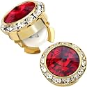 Birthstone Button Cover Cufflinks for Men,Shiny 18K Gold Tone Dress Shirt and Tux Shirt Accessories,Birthday Christmas Wedding Gifts