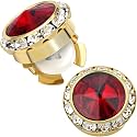 Birthstone Button Cover Cufflinks for Men,Shiny 18K Gold Tone Dress Shirt and Tux Shirt Accessories,Birthday Christmas Wedding Gifts