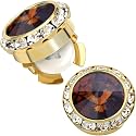 Birthstone Button Cover Cufflinks for Men,Shiny 18K Gold Tone Dress Shirt and Tux Shirt Accessories,Birthday Christmas Wedding Gifts