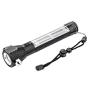 Aluminium 7 Mode Rechargeable Solar LED Torch Flashlight, Power Bank, Car Emergency Tool with Window Breaker, Magnet, Cutter, Compass for Travel, Camping Hiking Security (Black)