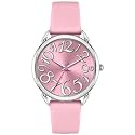 Bisley Watch for Women Big Face Colorful Arabic Numeral Easy to Read Soft Silicone Strap Watch