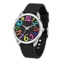 Bisley Watch for Women Big Face Colorful Arabic Numeral Easy to Read Soft Silicone Strap Watch