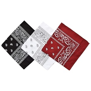 bismaadh cotton paisley assorted cowboy bandanas  22 x 22 inch - 3 piece