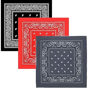 bismaadh unisex cotton paisley cowboy bandanas - pack of 3