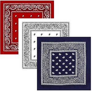 bismaadh unisex cotton paisley cowboy bandanas - pack of 3