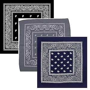 bismaadh unisex cotton paisley cowboy bandanas - pack of 3