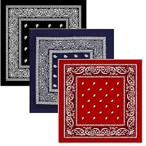 bismaadh unisex cotton paisley cowboy bandanas - pack of 3