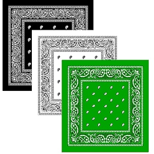 bismaadh unisex cotton paisley cowboy bandanas - pack of 3