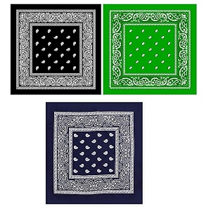 bismaadh unisex cotton paisley cowboy bandanas - pack of 3