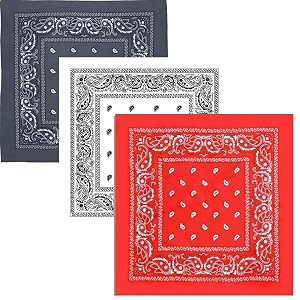 bismaadh unisex cotton paisley cowboy bandanas - pack of 3