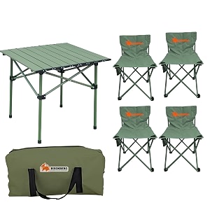 bisonberg aluminium folding camping table with 4 folding chairs amp carrying handle  height adjustable table for camping fishing hiking travel picnic beach - square