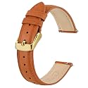 BISONSTRAP Elegant Leather Watch Straps, Quick Release, Watch Bands for Women and Men, 15mm, Orange (Gold Buckle)