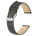 BISONSTRAP Elegant Leather Watch Straps, Quick Release, Watch Bands for Women and Men, 20mm, Dark Grey (Silver Buckle)