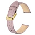 BISONSTRAP Elegant Leather Watch Straps, Quick Release, Watch Bands for Women and Men, 20mm, Light Pink (Gold Buckle)