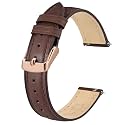 BISONSTRAP Elegant Leather Watch Straps, Quick Release, Watch Bands for Women and Men, 14mm, Dark Brown (Rose Gold Buckle)