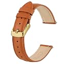 BISONSTRAP Elegant Leather Watch Straps, Quick Release, Watch Bands for Women and Men, 17mm, Orange (Gold Buckle)