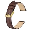 BISONSTRAP Elegant Leather Watch Straps, Quick Release, Watch Bands for Women and Men, 15mm, Dark Brown (Gold Buckle)
