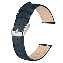 BISONSTRAP Elegant Leather Watch Straps, Quick Release, Watch Bands for Women and Men, 12mm, Blue (Silver Buckle)