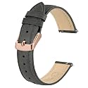 BISONSTRAP Elegant Leather Watch Straps, Quick Release, Watch Bands for Women and Men, 12mm, Dark Grey (Rose Gold Buckle)