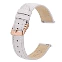 BISONSTRAP Elegant Leather Watch Straps, Quick Release, Watch Bands for Women and Men, 15mm, White (Rose Gold Buckle)