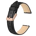 BISONSTRAP Elegant Leather Watch Straps, Quick Release, Watch Bands for Women and Men, 12mm, Black (Rose Gold Buckle)