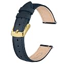 BISONSTRAP Elegant Leather Watch Straps, Quick Release, Watch Bands for Women and Men, 12mm, Blue (Gold Buckle)